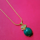 18" Lucky Jade Necklace Gold Plated by KDJ