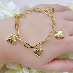 Heart Paper Clip Bracelet Gold Plated by KDJ