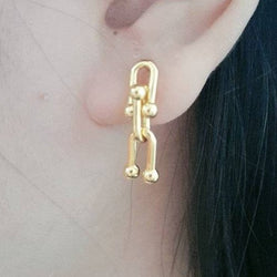 Drop Earring U  Gold Plated by KDJ