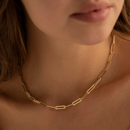 Paperclip Chain Necklace Gold Plated by KDJ