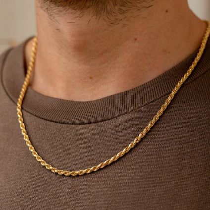 Rope Chain Necklace Gold Plated by KDJ