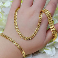 2in1 Cuban Chain Necklace & Bracelet Men Gold Plated by KDJ