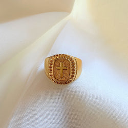 Cross Adjustable Ring Men Gold Plated by KDJ