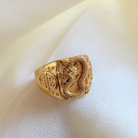 Mythical Dragon Ring Men Gold Plated by KDJ