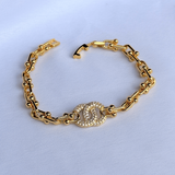 Rhinestone Hardware Chain Bracelet Gold Plated by KDJ