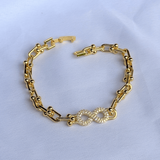 Rhinestone Hardware Chain Bracelet Gold Plated by KDJ