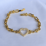 Rhinestone Hardware Chain Bracelet Gold Plated by KDJ