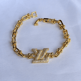 Rhinestone Hardware Chain Bracelet Gold Plated by KDJ